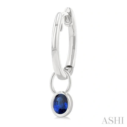 Oval Shape Bezel Set Gemstone Huggie Fashion Earrings