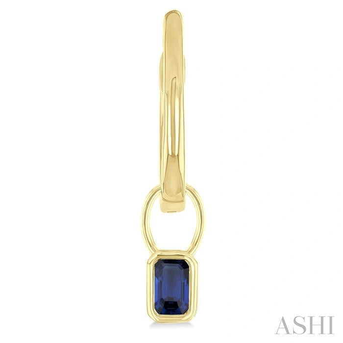 Emerald Shape Bezel Set Gemstone Huggie Fashion Earrings