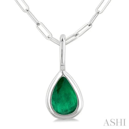Pear Shape Bezel Set Paperclip Gemstone Fashion Pendant