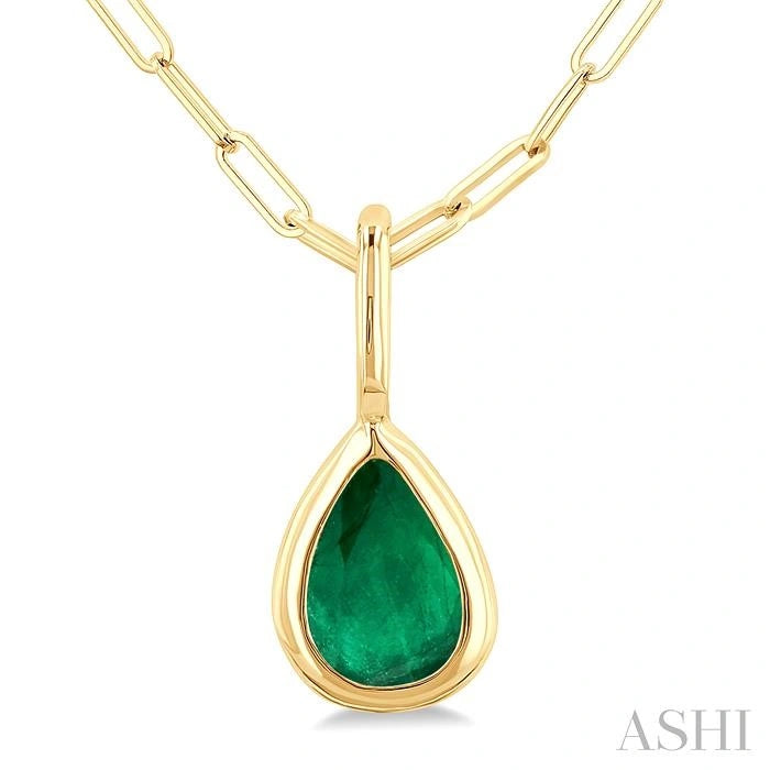 Pear Shape Bezel Set Paperclip Gemstone Fashion Pendant
