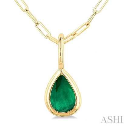 Pear Shape Bezel Set Paperclip Gemstone Fashion Pendant