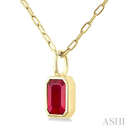 Emerald Shape Bezel Set Paperclip Gemstone Fashion Pendant