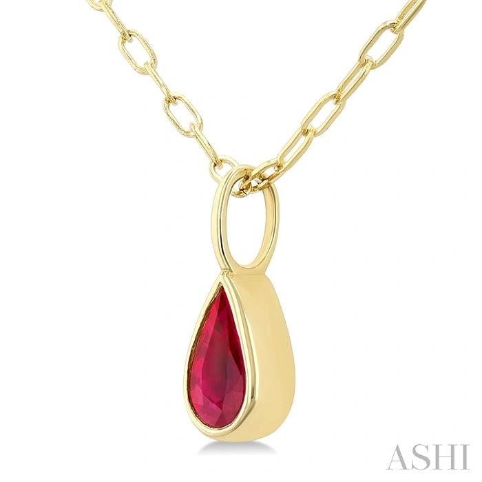 Pear Shape Bezel Set Paperclip Gemstone Fashion Pendant