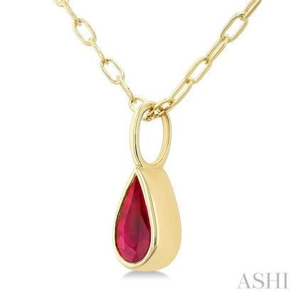 Pear Shape Bezel Set Paperclip Gemstone Fashion Pendant