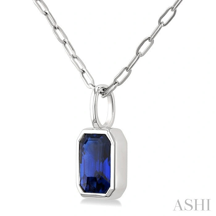 Emerald Shape Bezel Set Paperclip Gemstone Fashion Pendant