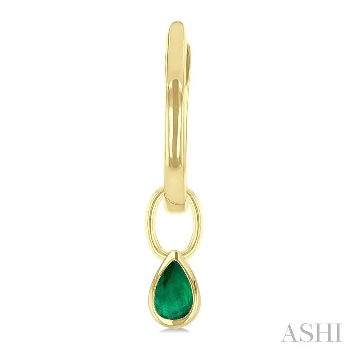 Pear Shape Bezel Set Gemstone Huggie Fashion Earrings