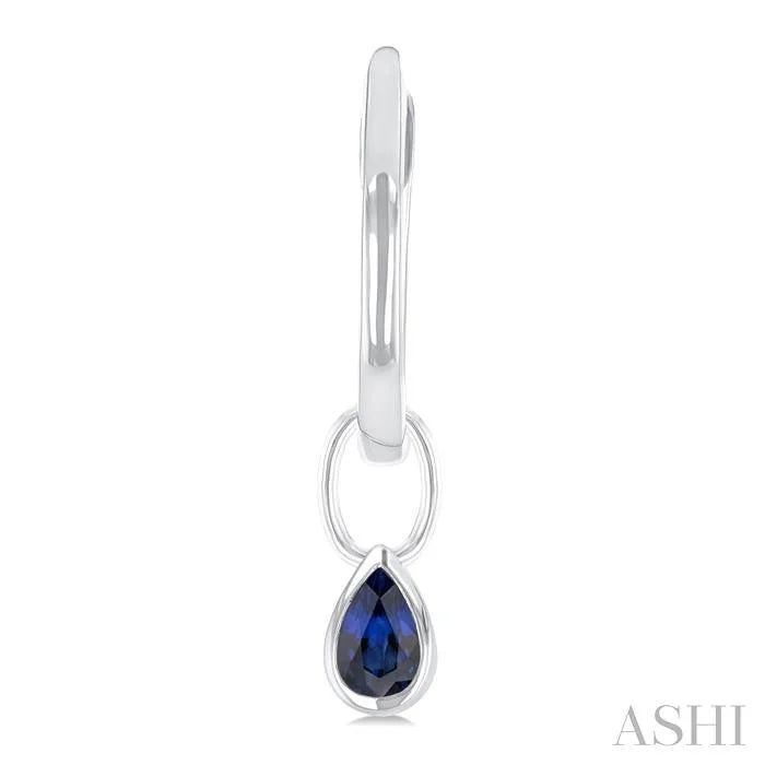 Pear Shape Bezel Set Gemstone Huggie Fashion Earrings