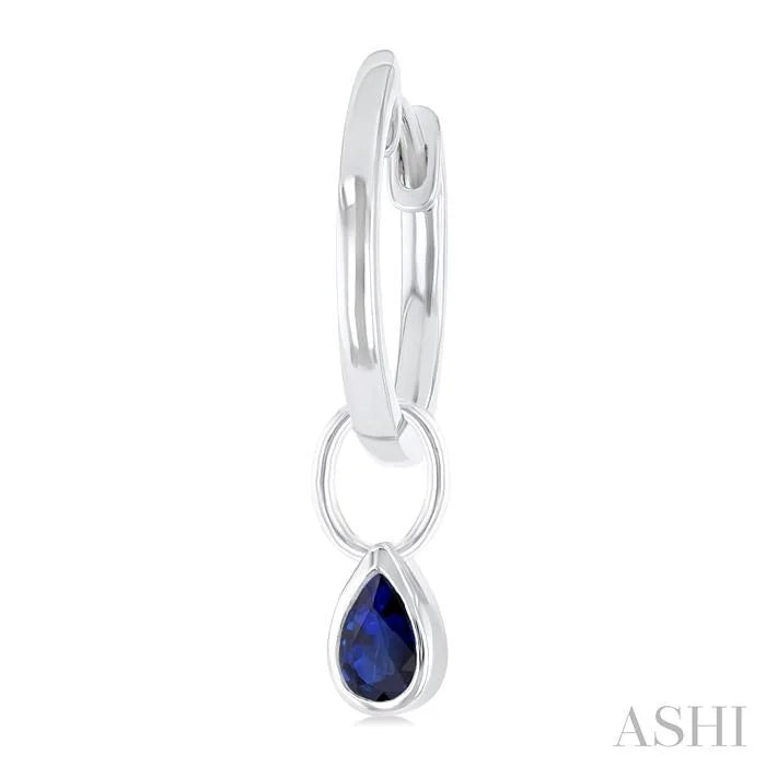 Pear Shape Bezel Set Gemstone Huggie Fashion Earrings