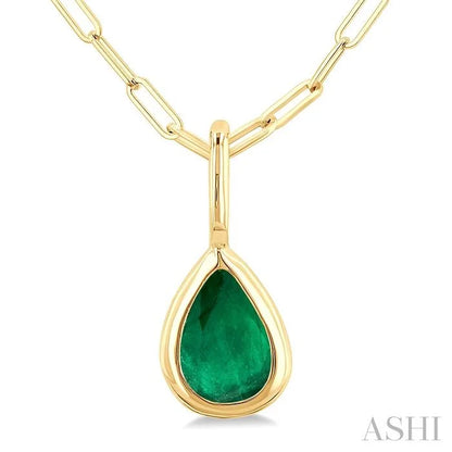 Pear Shape Bezel Set Paperclip Gemstone Fashion Pendant