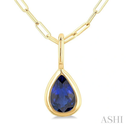 Pear Shape Bezel Set Paperclip Gemstone Fashion Pendant