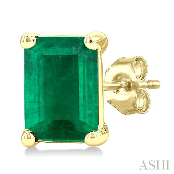 Emerald Shape Gemstone Stud Earrings