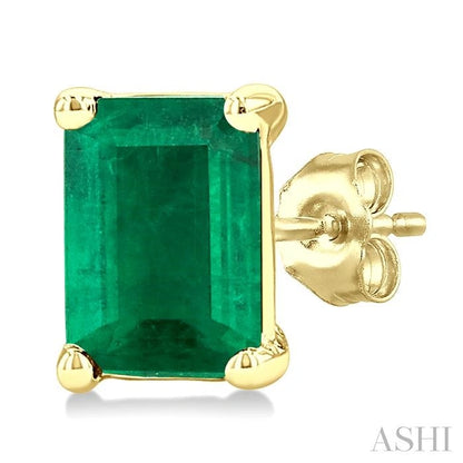 Emerald Shape Gemstone Stud Earrings