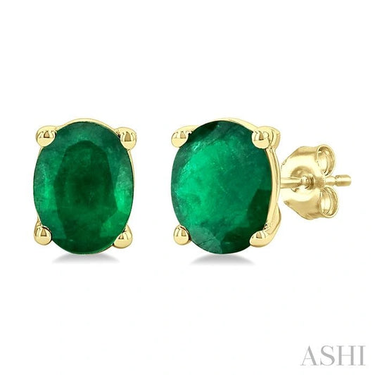Oval Shape Gemstone Stud Earrings