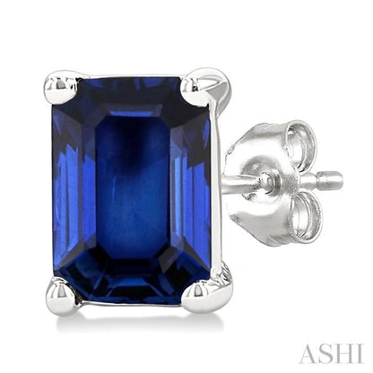 Emerald Shape Gemstone Stud Earrings