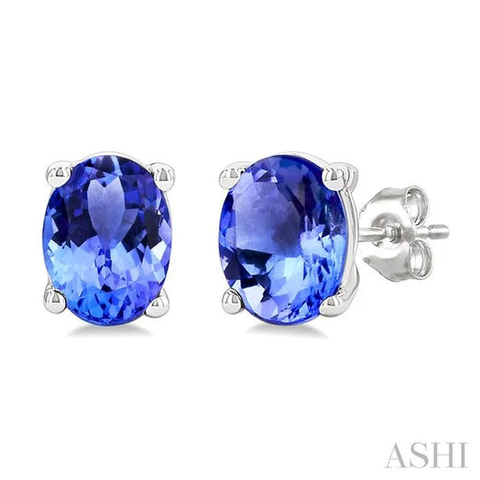 Oval Shape Gemstone Stud Earrings