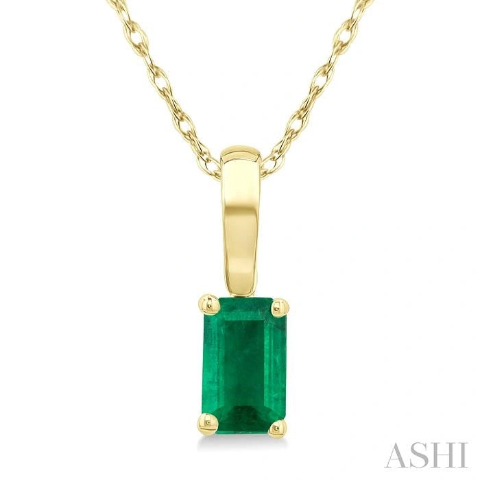 Emerald Shape Gemstone Solitaire Pendant