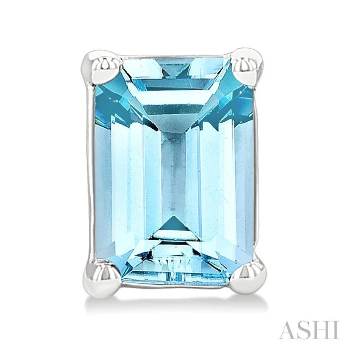 Emerald Shape Gemstone Stud Earrings