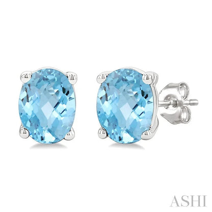Oval Shape Gemstone Stud Earrings