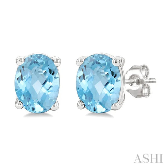 Oval Shape Gemstone Stud Earrings