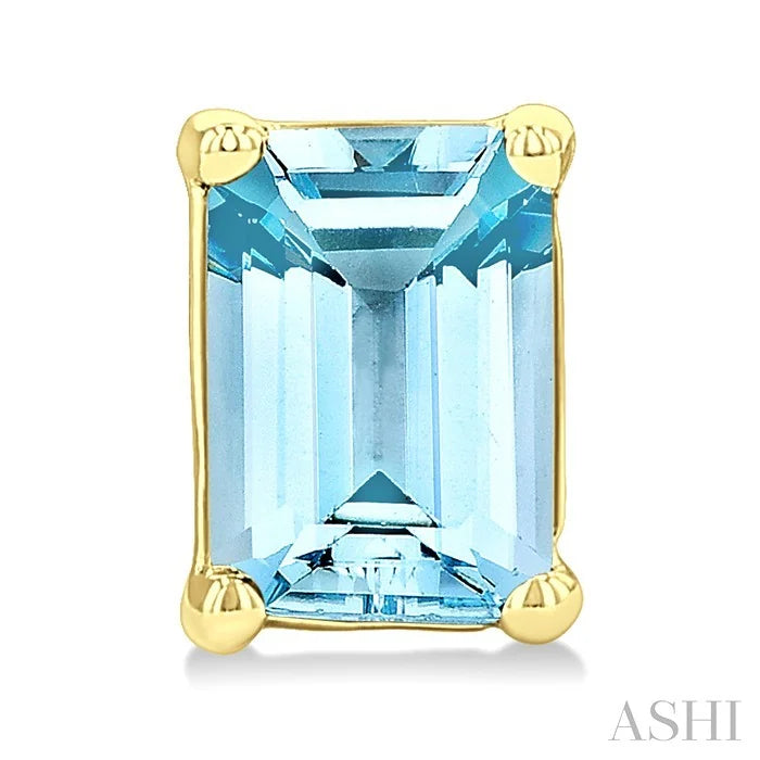 Emerald Shape Gemstone Stud Earrings