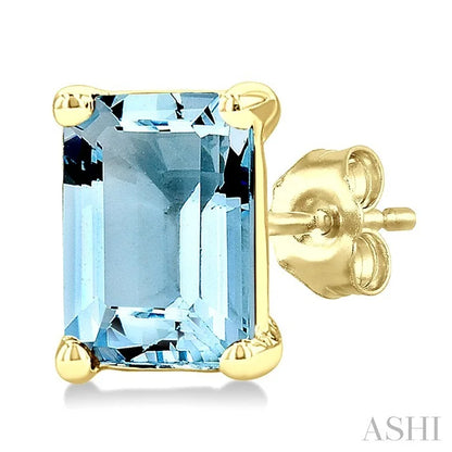 Emerald Shape Gemstone Stud Earrings