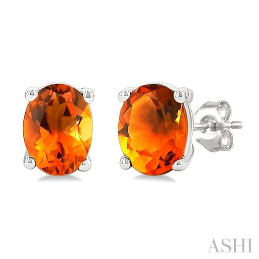 Oval Shape Gemstone Stud Earrings