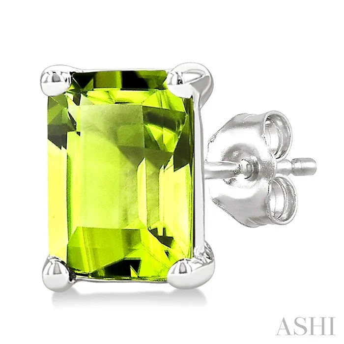 Emerald Shape Gemstone Stud Earrings