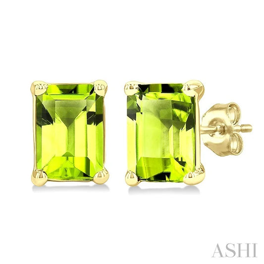 Emerald Shape Gemstone Stud Earrings