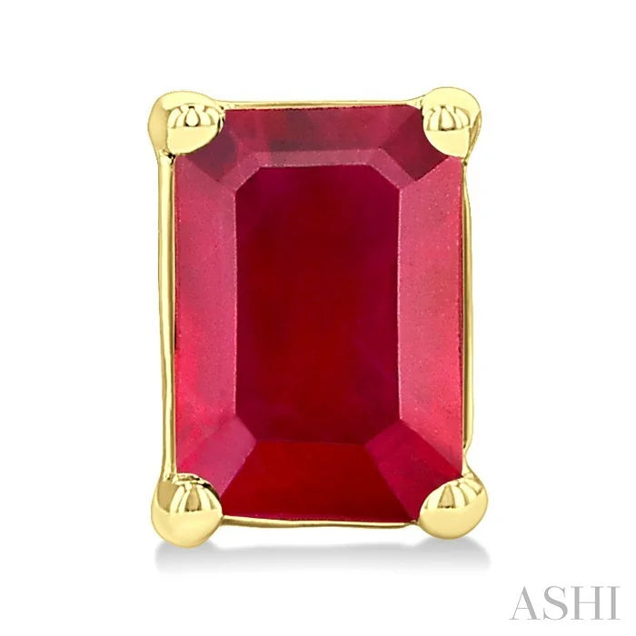 Emerald Shape Gemstone Stud Earrings