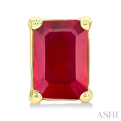 Emerald Shape Gemstone Stud Earrings