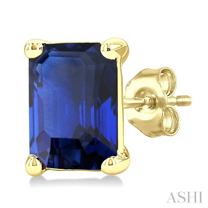 Emerald Shape Gemstone Stud Earrings