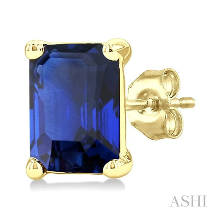 Emerald Shape Gemstone Stud Earrings