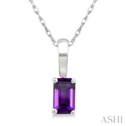 Emerald Shape Gemstone Solitaire Pendant
