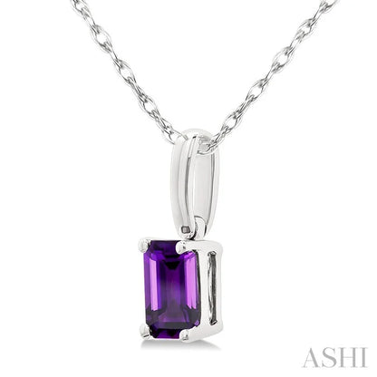 Emerald Shape Gemstone Solitaire Pendant