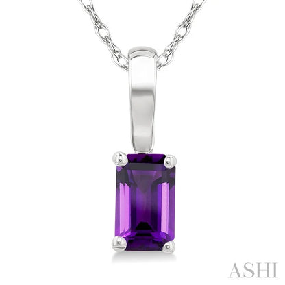Emerald Shape Gemstone Solitaire Pendant