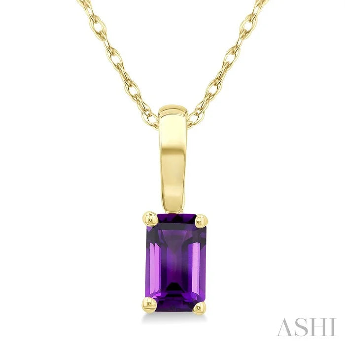 Emerald Shape Gemstone Solitaire Pendant