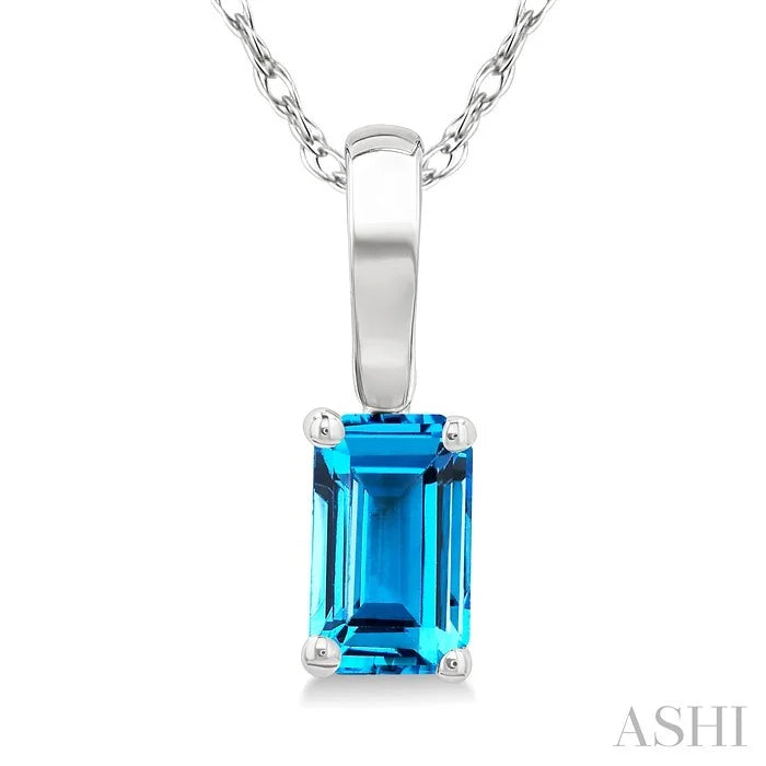 Emerald Shape Gemstone Solitaire Pendant