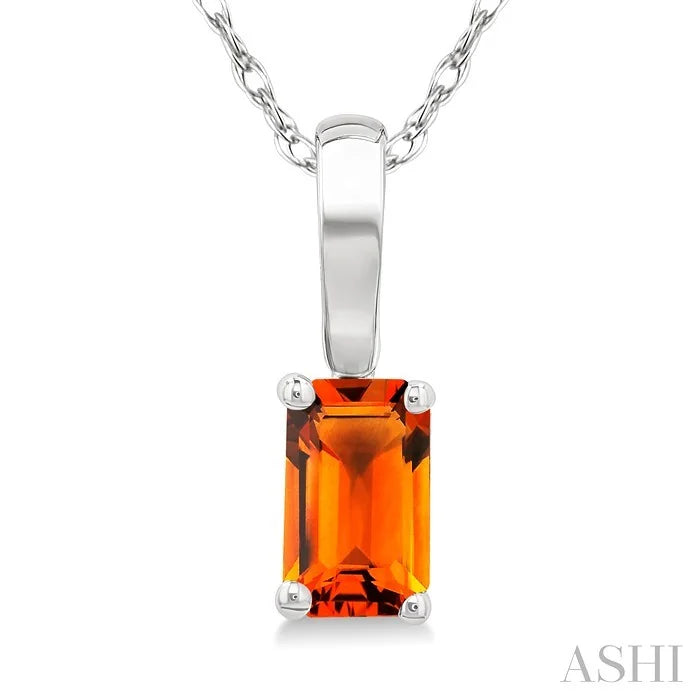 Emerald Shape Gemstone Solitaire Pendant