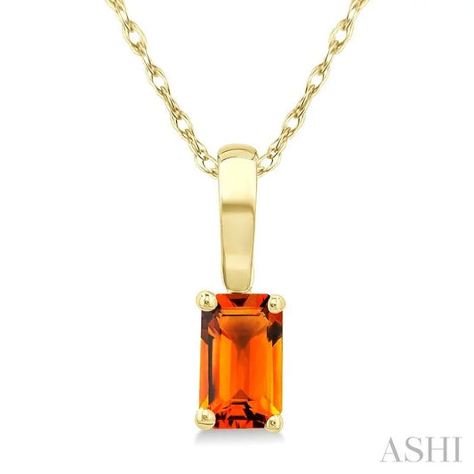 Emerald Shape Gemstone Solitaire Pendant