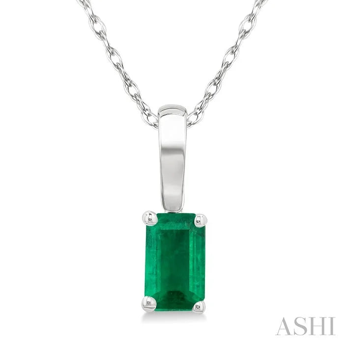 Emerald Shape Gemstone Solitaire Pendant