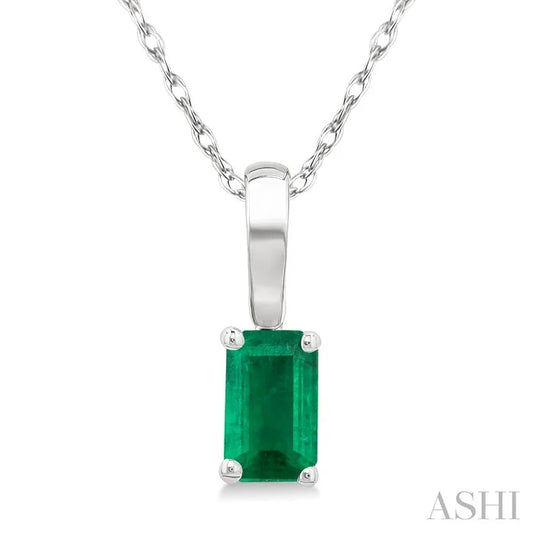 Emerald Shape Gemstone Solitaire Pendant