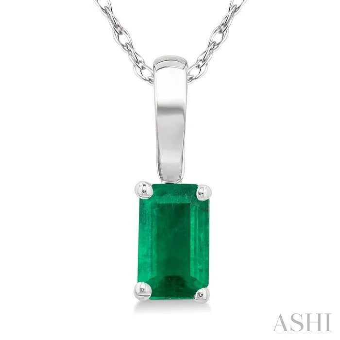 Emerald Shape Gemstone Solitaire Pendant