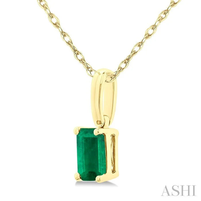 Emerald Shape Gemstone Solitaire Pendant