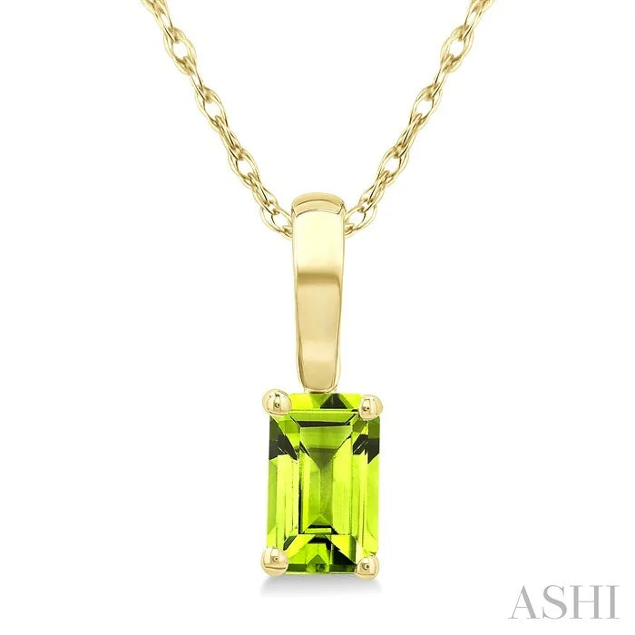 Emerald Shape Gemstone Solitaire Pendant