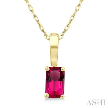 Emerald Shape Gemstone Solitaire Pendant