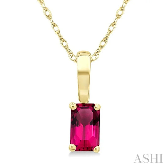 Emerald Shape Gemstone Solitaire Pendant