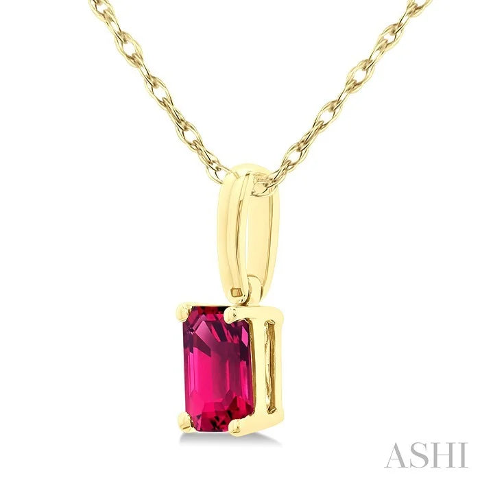 Emerald Shape Gemstone Solitaire Pendant