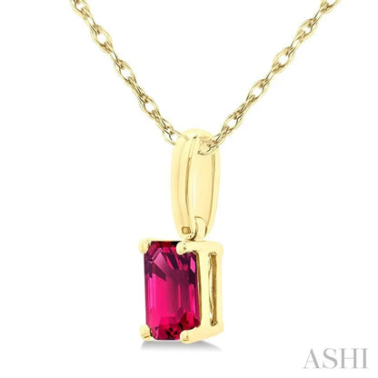 Emerald Shape Gemstone Solitaire Pendant