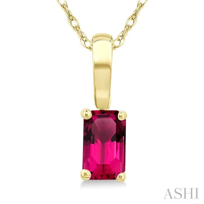 Emerald Shape Gemstone Solitaire Pendant