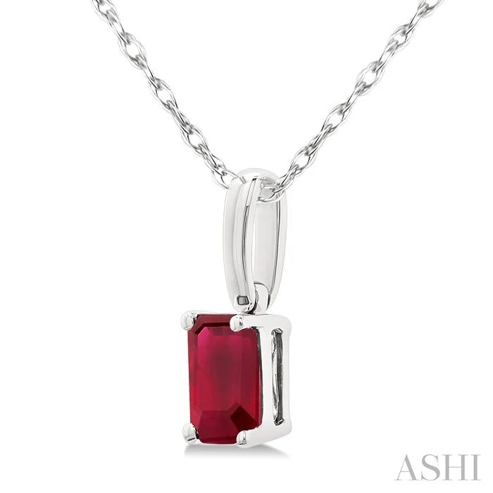 Emerald Shape Gemstone Solitaire Pendant